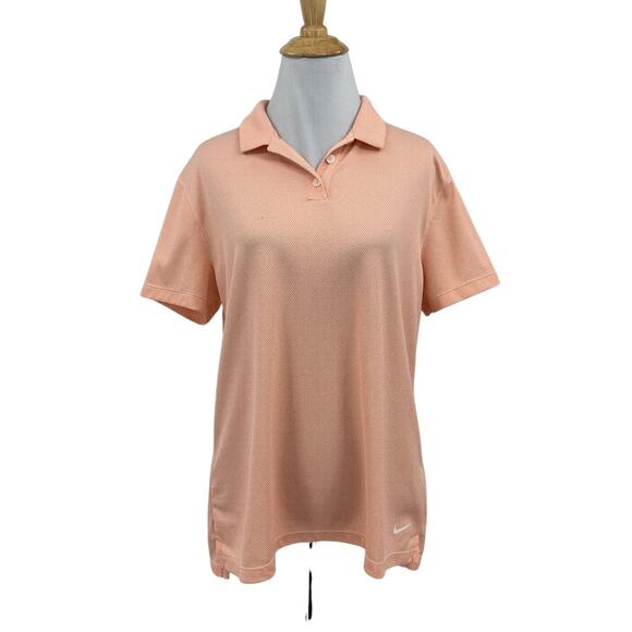 Nike Shirt Women L Large Creamsicle Standard Dri Fit Performance Golf Polo Top - Picture 1 of 15